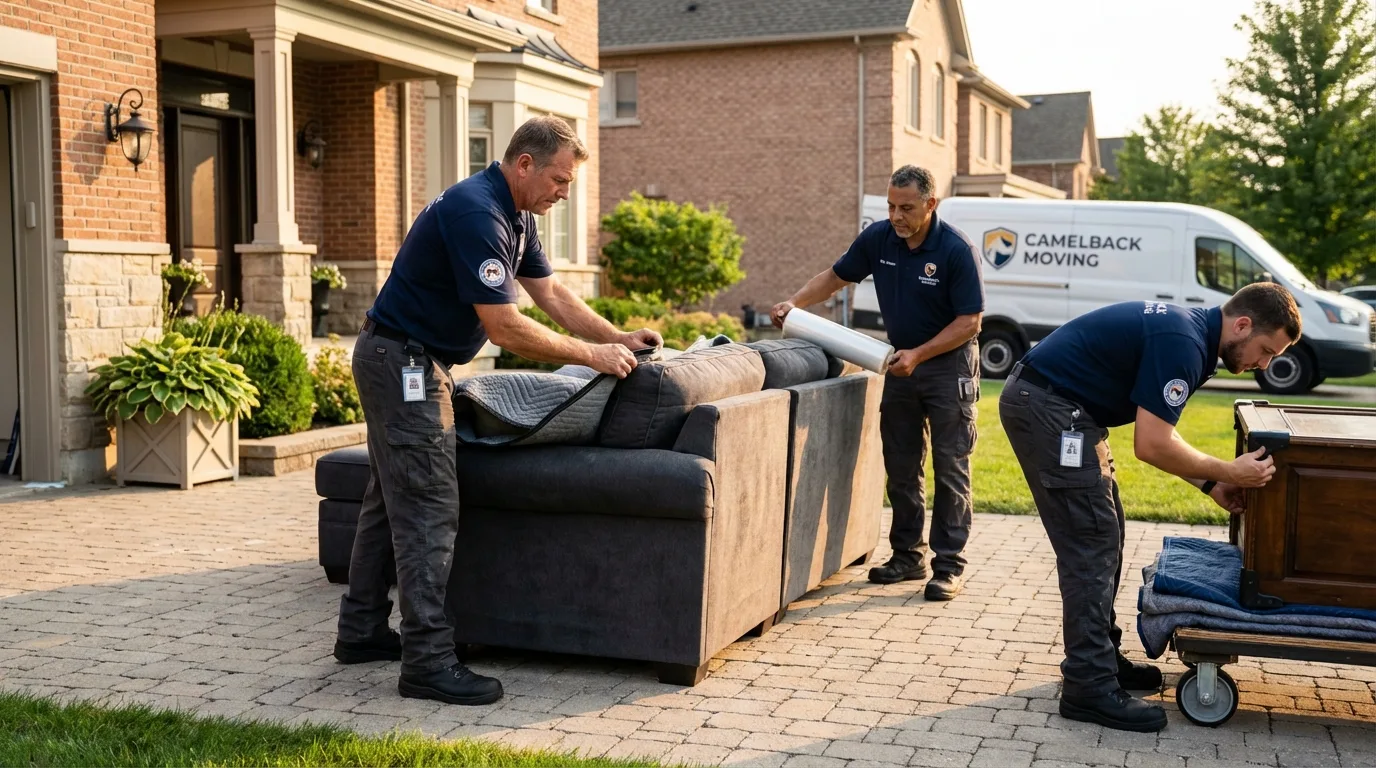 Large estate moving crew wrapping furniture in Morehead, KY